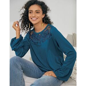 Soft Surroundings Talasa Embroidered Blouson Top  Size Medium